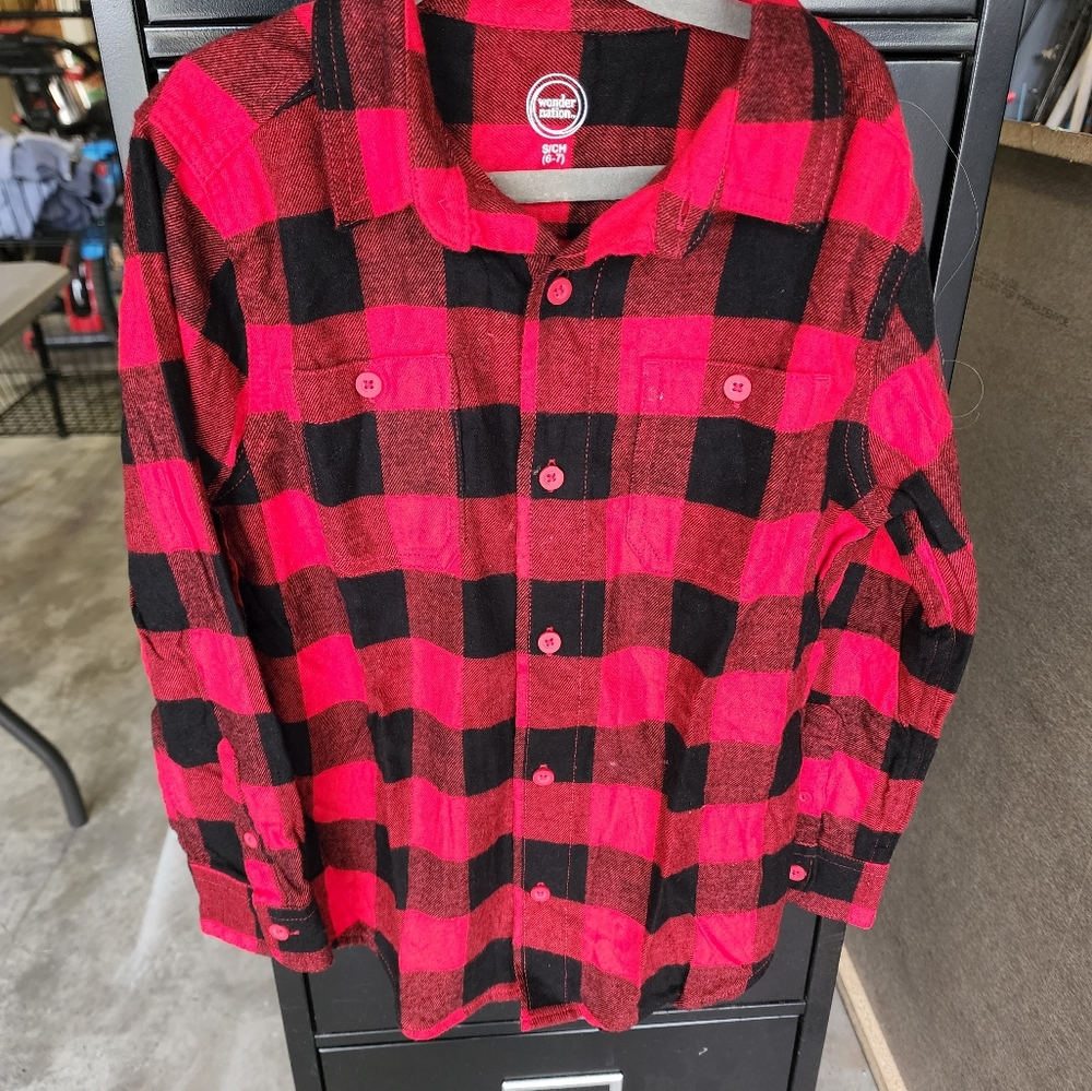 Red/Black Buffalo plaid Button down shirt